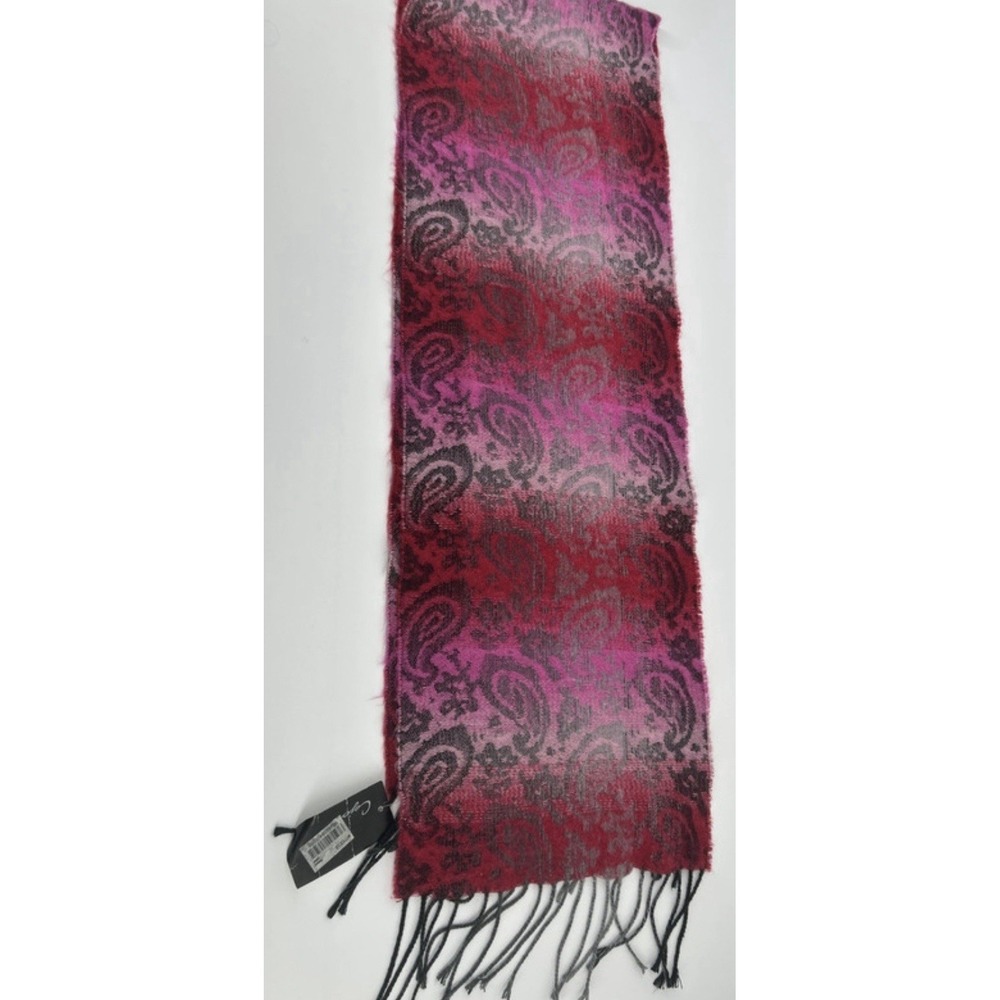 NWT Cejon Magenta Ombre Paisley Fringe Winter Scarf Milan-Core Soft Downtown